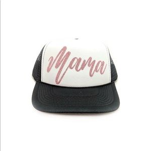 Mama rose gold glitter b/w trucker hat